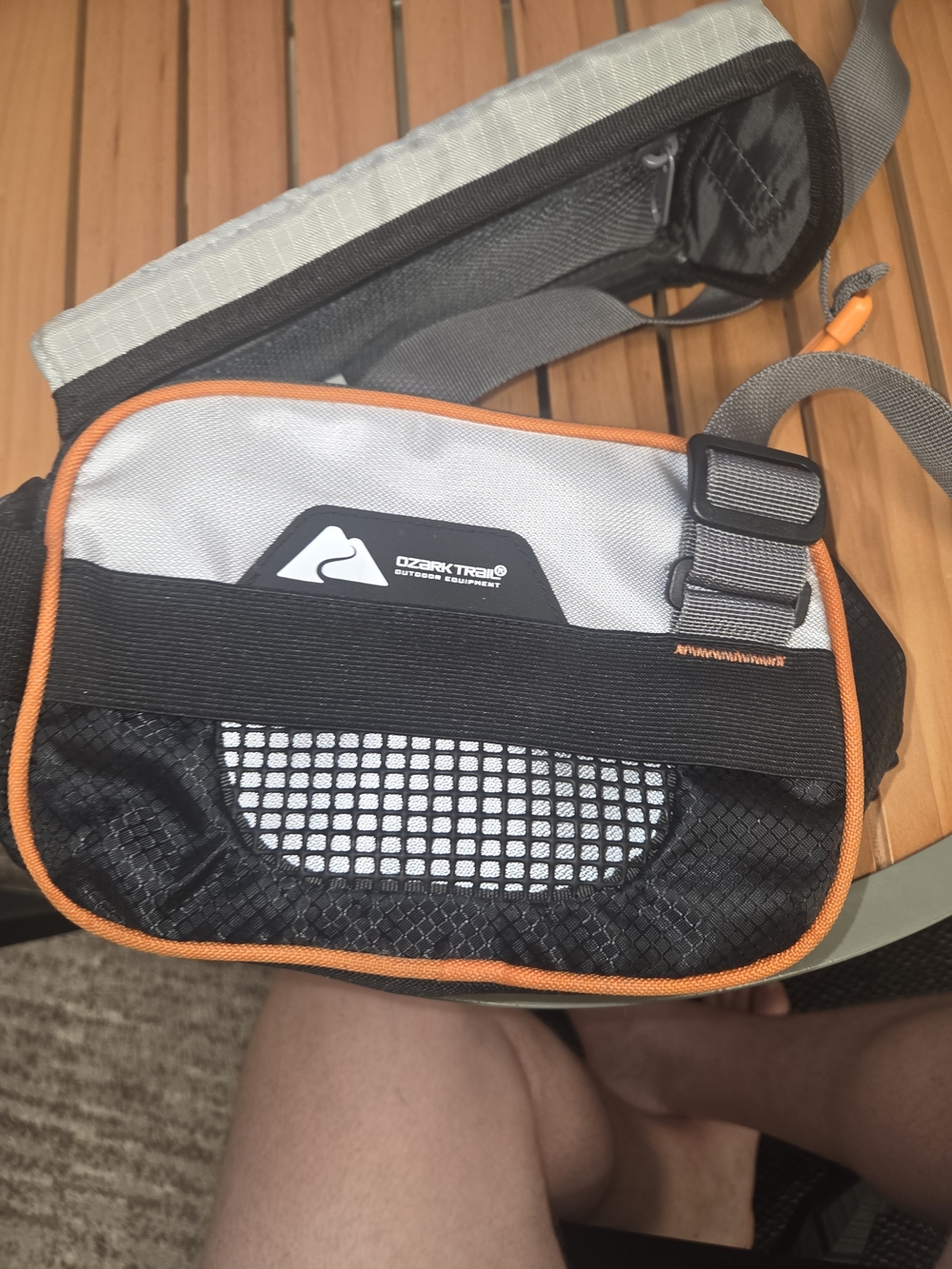 Ozark Trail Gray and Black Crossbody Sling Bag with Orange Trim